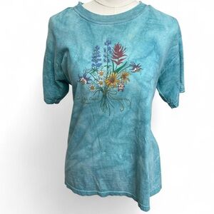 Blue tiedye floral graphic tshirt Colorado coal creek canyon spring wildflowers